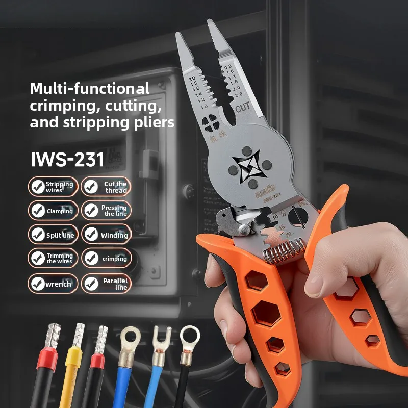 Multifunctional Electrician Plier 3 in 1 Strip Cut Crimp Ferrule Terminal Wire Stripper Crimping Plier