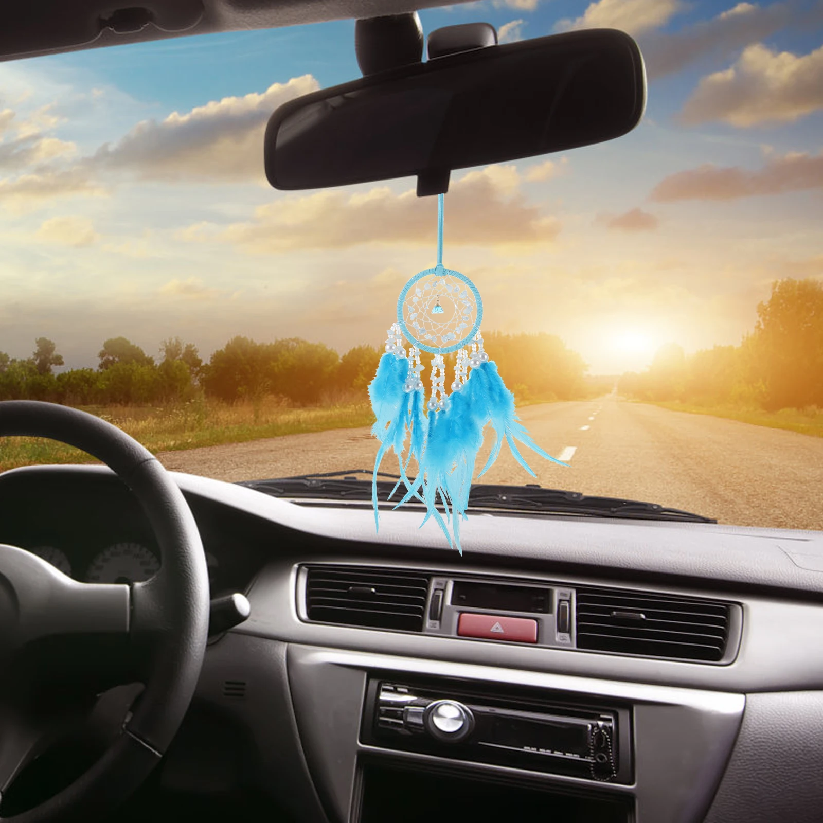 

1Pcs Handmade Crystal Car Charm Dreamcatcher Plume Hanging Ornament Aesthetic Car Interior Décor Stylish Accessories