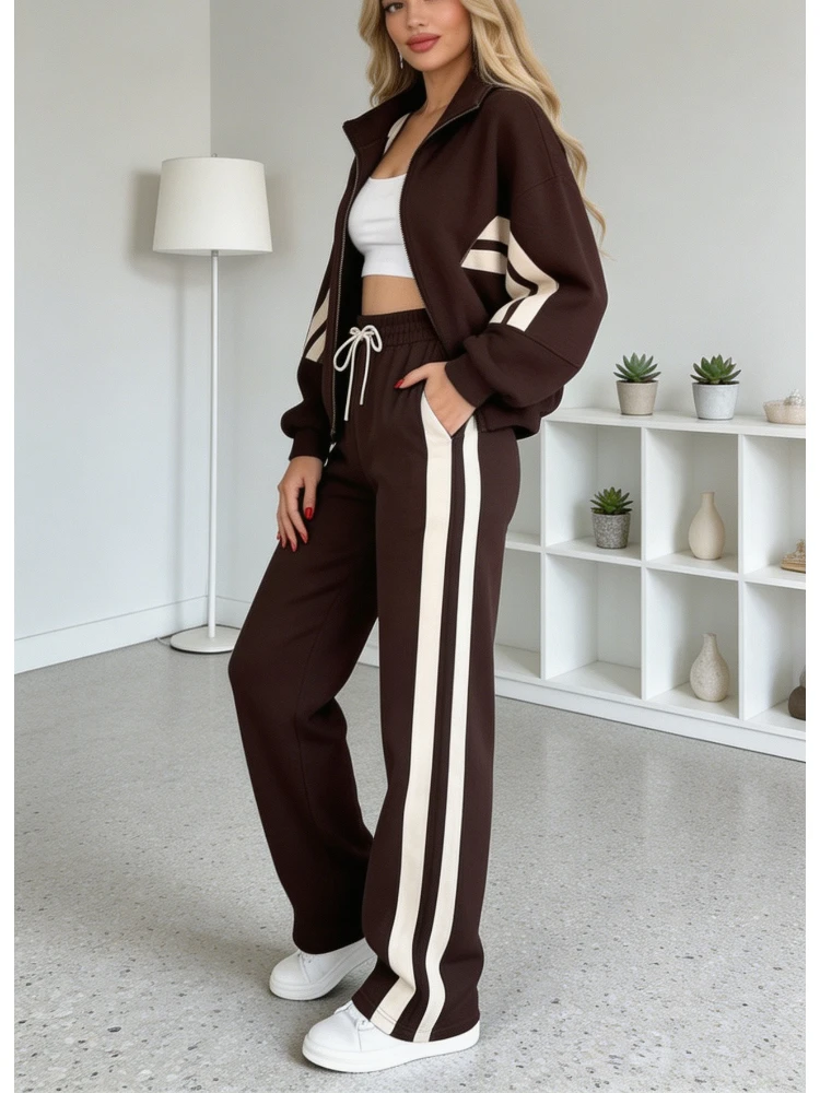 2 Pieces Set Women 2026 Hot Style Europe America Autumn Hooded Fleece Suit Two-Piece Show Hilum Sports Set Dropshipping ZXP9528