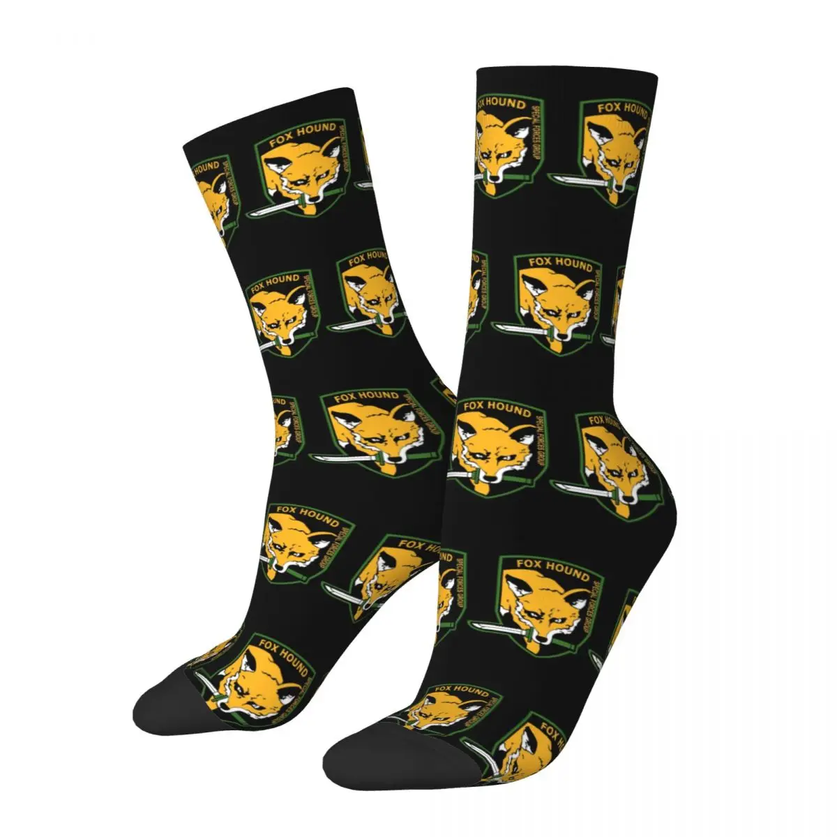 Cool MGS Foxhound SFG Logo Basketball Socks Metal Gear Solid Video Game Polyester Middle Tube Socks for Unisex Non-slip