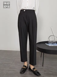 ZIQIAO Japanese Clothes Office Lady Suit Pants Women's Straight Loose High Waist Spring Smoke Pipe Pants Casual Trousers