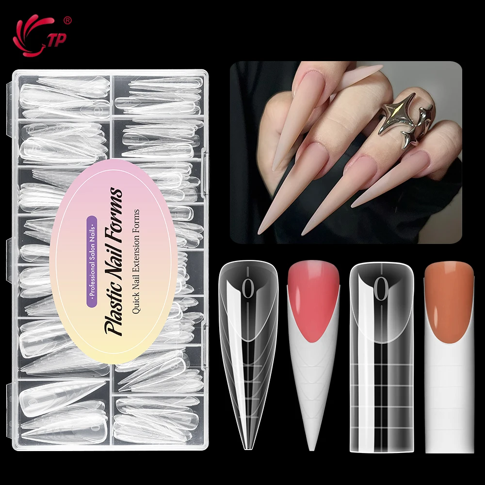 TP 150 unids/caja formas de uñas duales extensión de uñas acrílicas francesas molde de Gel de construcción rápida forma superior de uñas reutilizable herramienta de manicura de 15 tamaños