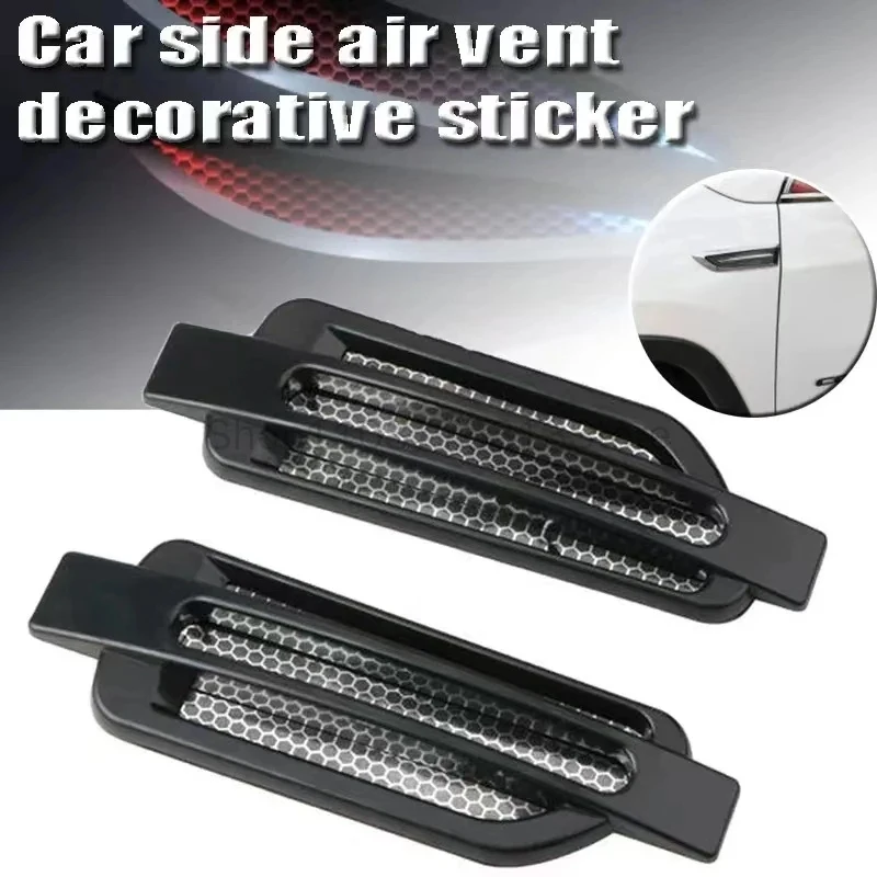 Universal Car Side Fender False Vent Sticker Racing Intake Grille Trim Chrome Decorative Car Side Air Flow Vent car Accessories