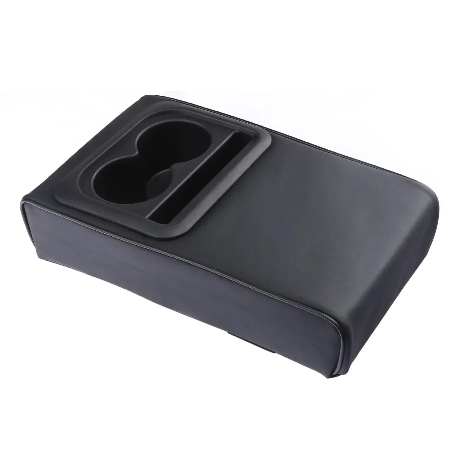Car Armrest Cushion with 2 Cup Holders PU Leather Center Console Arm Rest Pad Portable Auto Pillow Heightening Cover Universal image 6