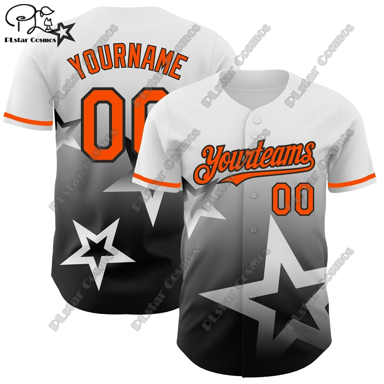 PLSTAR COSMOS customized 3D printing design gradient white star pattern genuine baseball uniform summer new short sleeve B-2