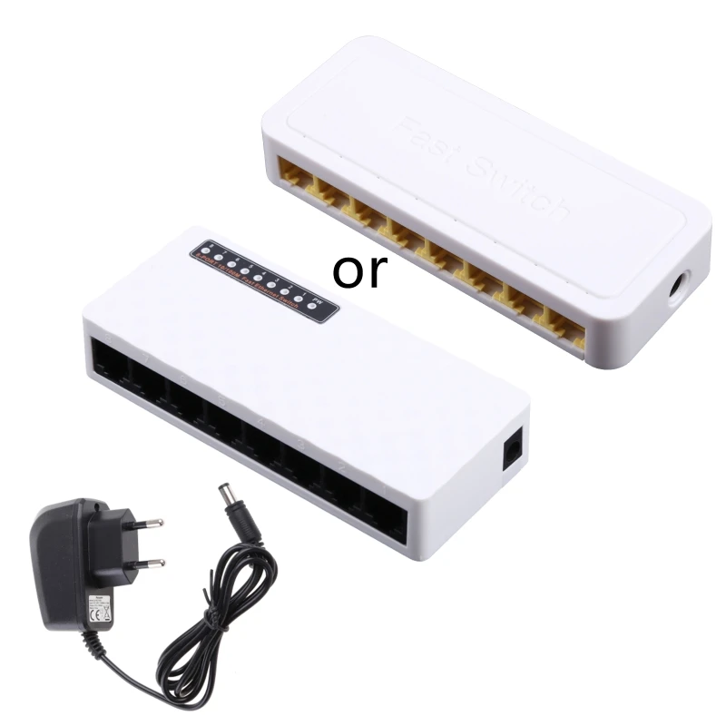 8 Port 10/100Mbps Fast Ethernet Switch Desktop Ethernet Splitter Ethernet Hub Plug and for Play Fanless Quiet Desktop De