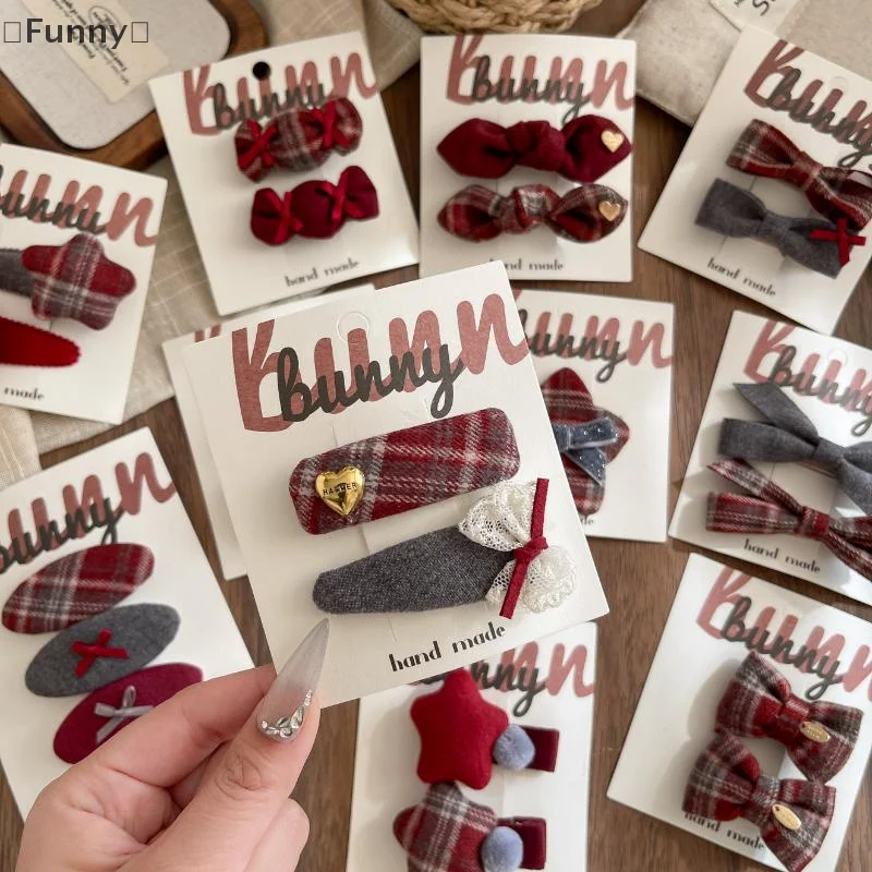 2/3 قطعة مقاطع القوس الكورية نمط مجموعة من مشابك الشعر منقوشة للنساء الفتيات الأكاديمية موضة دبوس الشعر أغطية الرأس #2