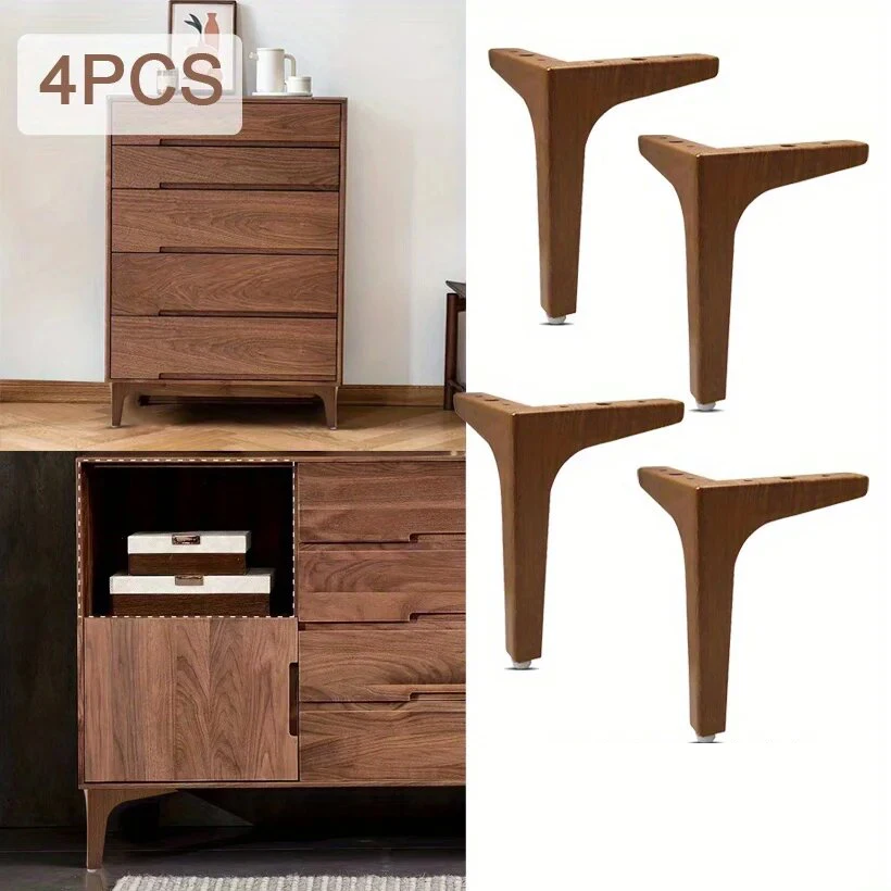 4PCS Wood grain cabinet , Chinese sofa legs, walnut furniture legs, TV cabinet support, cabinet  bedside table legs