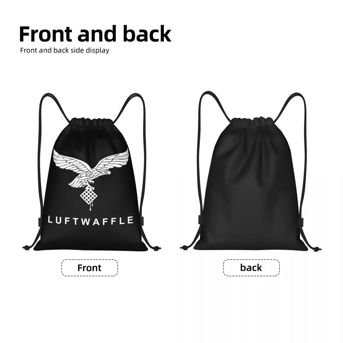 Vintage White Luftwaffe Drawstring Bags Women Foldable Sports Gym Sackpack German Air Force Germany France Training Backpacks