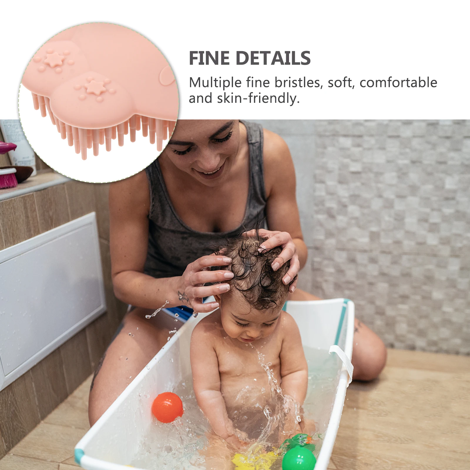 1Pcs Baby Bath Brush Silicone Soft Scalp Massager Shampoo Shower Tool Gentle Silicone Bristles for Infant Newborn Kid Bath