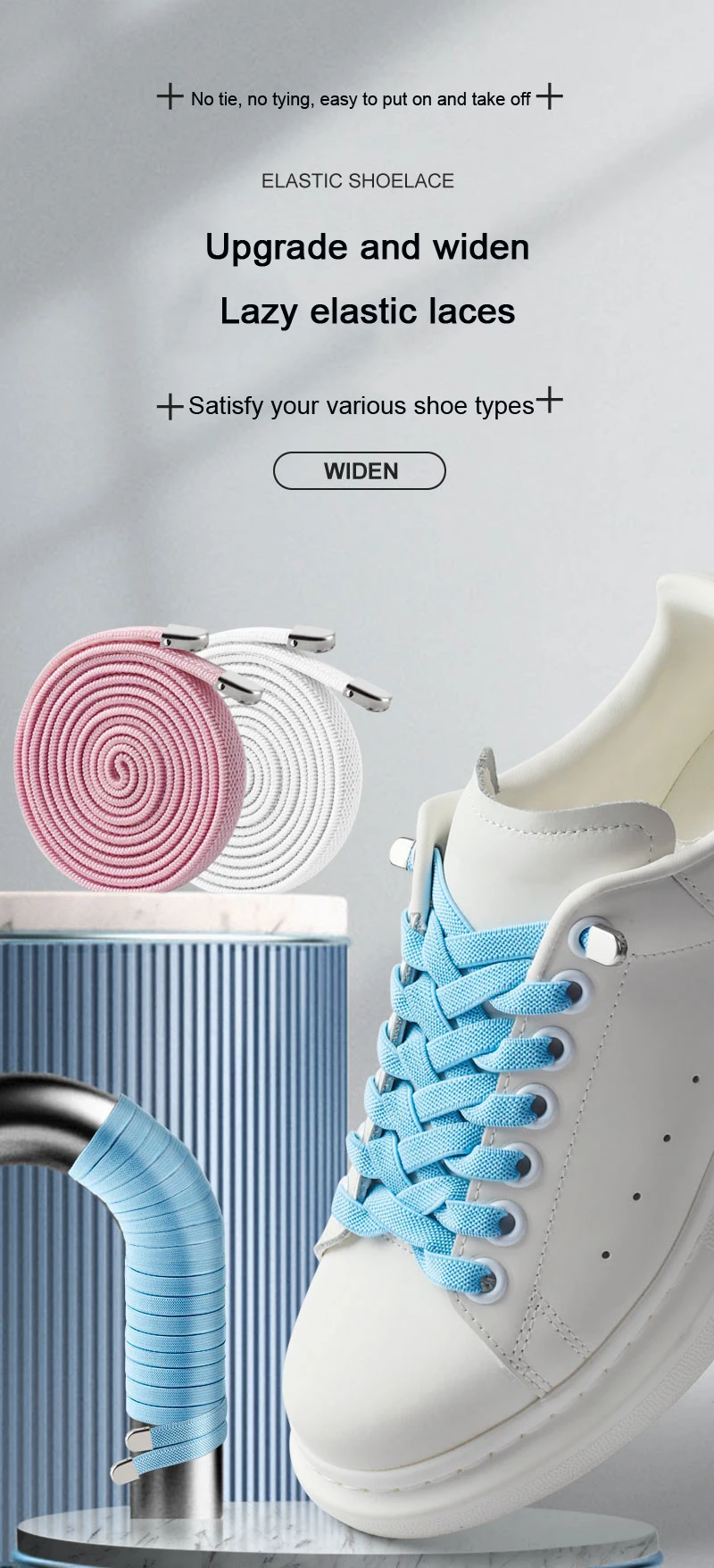 New Upgrades Widen 8MM Flat Elastic Laces Sneakers Shoelaces Without Ties Kids Adult Quick Lace Rubber Sports Shoestring 1Pair