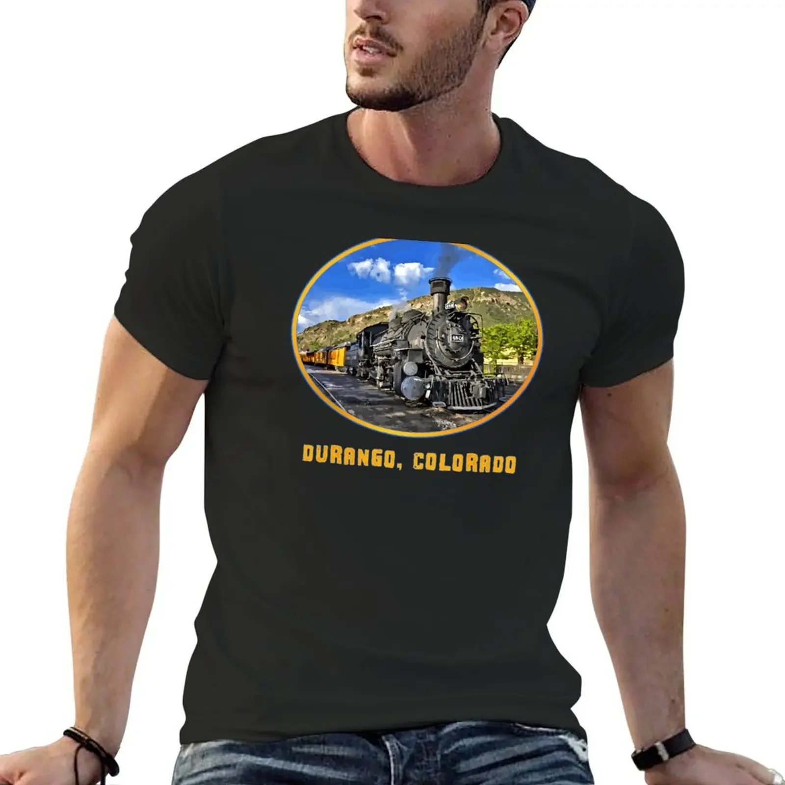 

Durango, Colorado Railway - Durango - Silverton Steam Train T-Shirt blue archive sports fans mens graphic t-shirts big and tall