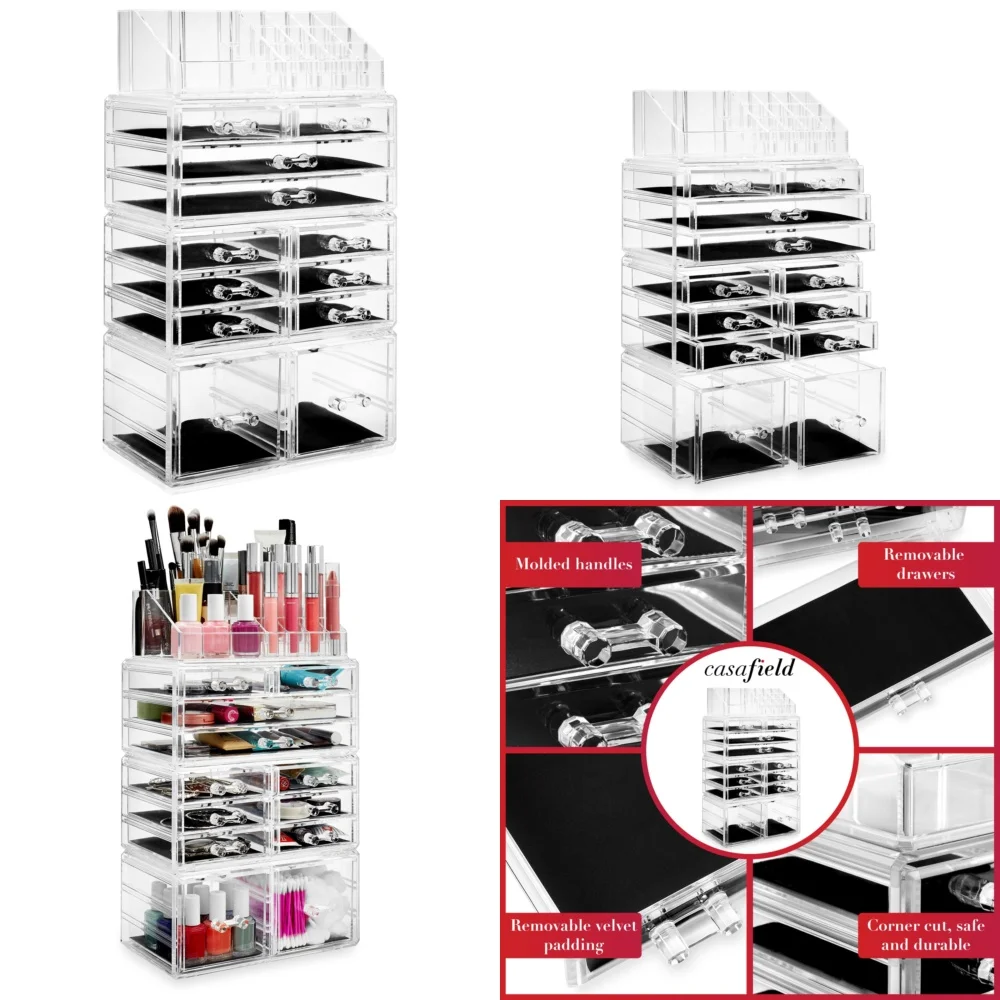

makeup organizersLarge Acrylic Makeup Organizer Storage Box Drawer Cosmetic Case Jewelry Display Holder Transparent Vanity Tray