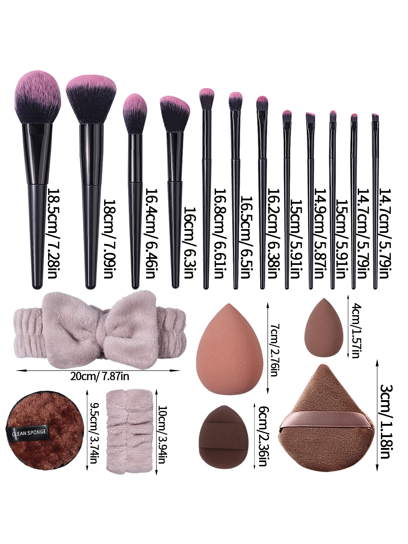 32PCS multi-functional makeup brush set & Soft makeup sponge egg powder puff & Portable hair band Wrist band cleansing puff