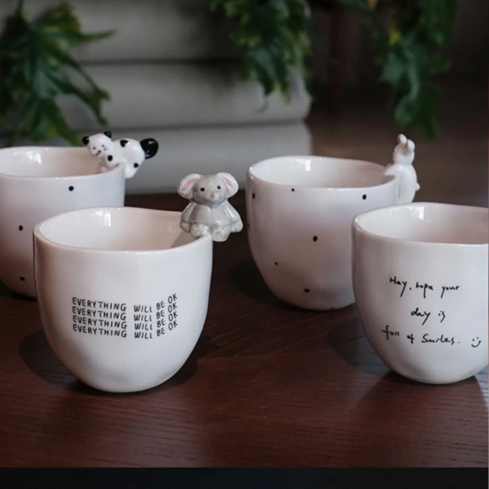 Creative Cute Animal Modeling Ceramic Mug Ornaments Living Room Bedroom Tea Table Coffee Cup Water Cup Crafts Birthday Gifts