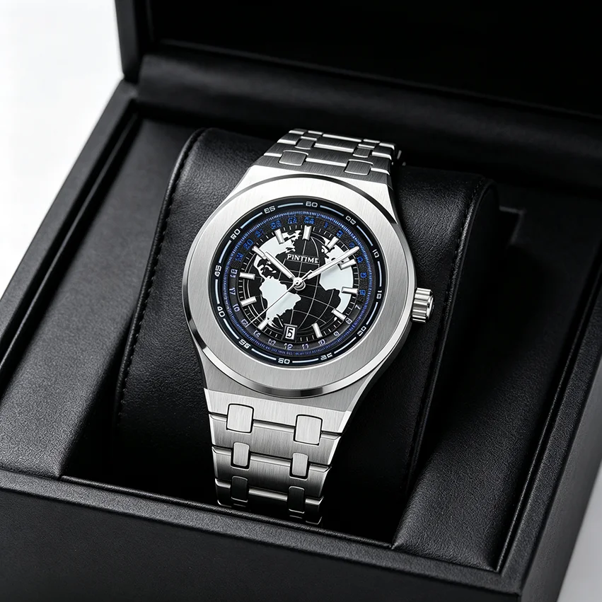 Luxury Mens Multifunctional Quartz Watch Stainless Steel Business Style Diver Series Water Resistant Night Glow Leisure Fashion