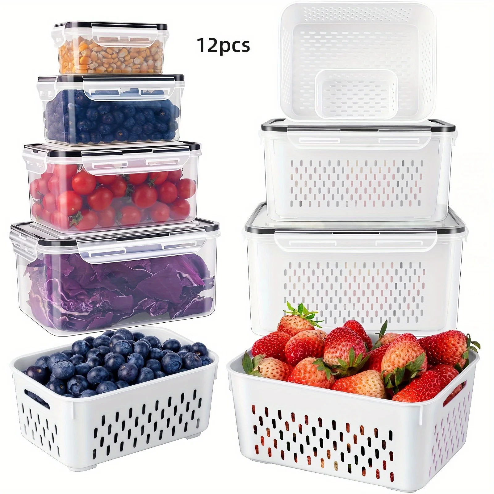 

Airtight Food Storage Containers with Lids - BPA Plastic Meal Prep Containers, Leakproof & Stackable Freezer-Safe Containers