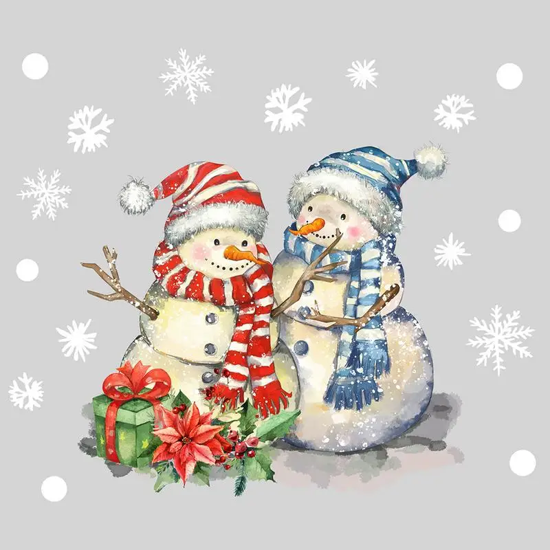 Christmas Clings For Windows Festival Decorations Window Glass Stickers For Kids Couple Family Snowflake Snowman Pattern