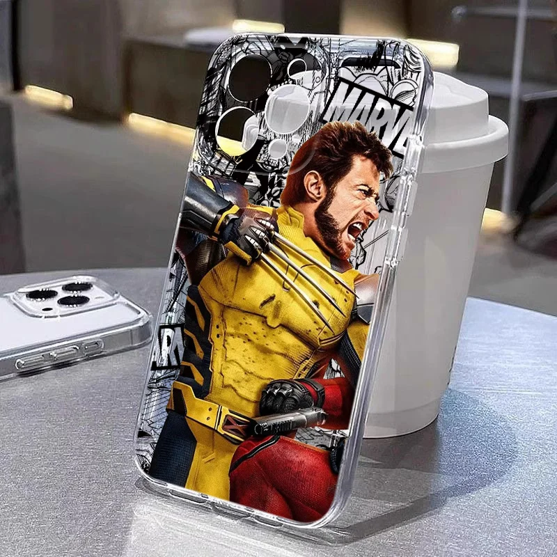 Marvel Deadpool Wolverine For Realme10 9 C30 53 63 Narzo50 Find X5 Reno12 11 10 8 7 6 Pro Plus Transparent Space Phone Case Capa