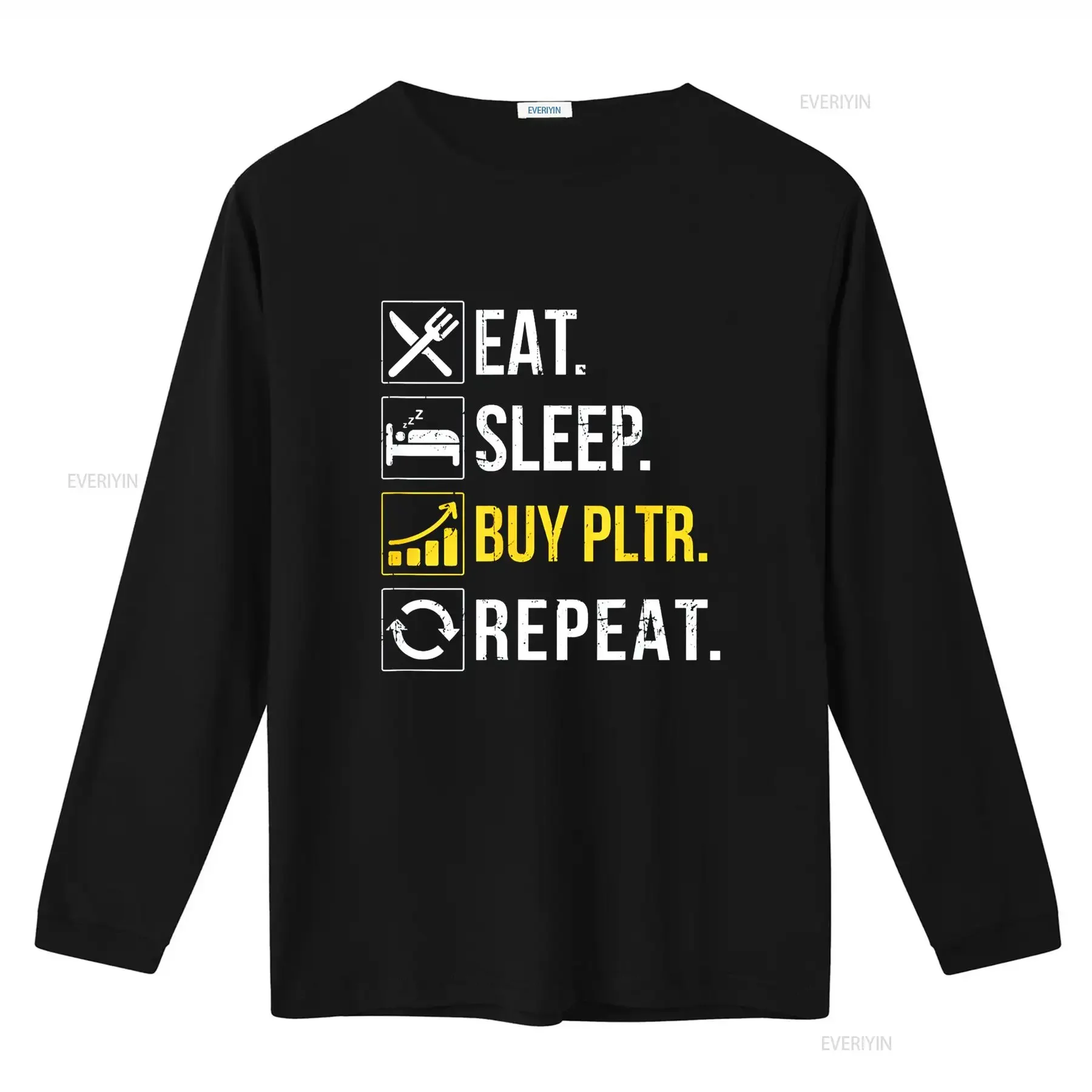 تي شيرت Eat Sleep Invest Buy PLTR Palantir Investing تي شيرت عتيق مغسول كاجوال ناعم وجيد التهوية ملابس مصممة على الموضة