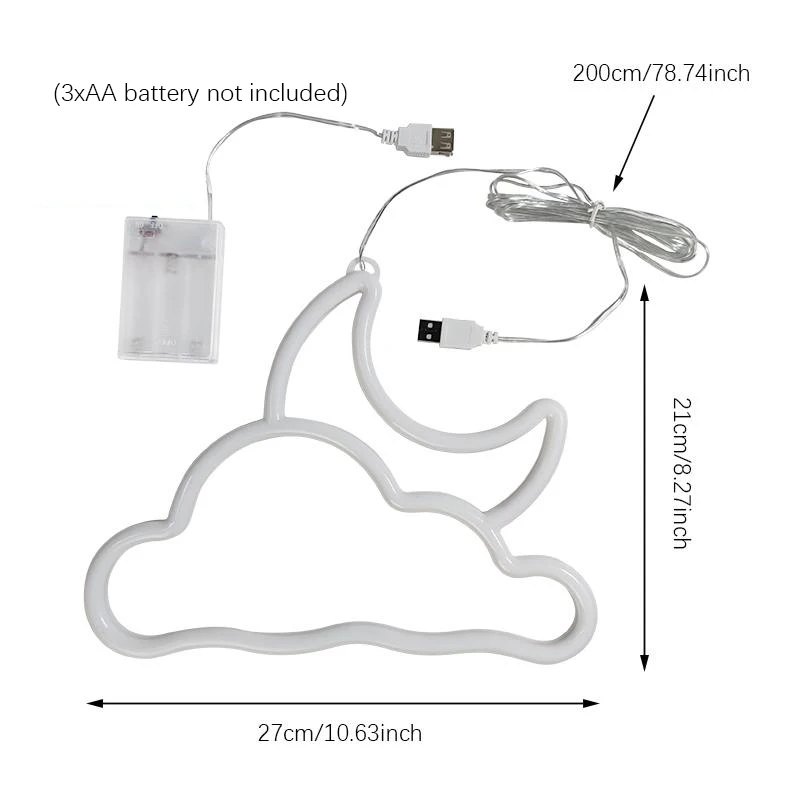 Lua e nuvem luzes de sinal de néon conduziu a lâmpada de parede para o quarto, decoração da parede, sala de estar do quarto do miúdo festa de casamento barra natal casa