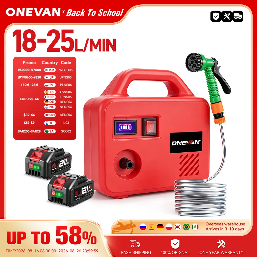 ONEVAN 260 W Elektrische Wasserpumpe 150 M Akku Bewässerung Maschine Wiederaufladbare Garten Bewässerung Werkzeuge Für Makita 18 V Batterie pin