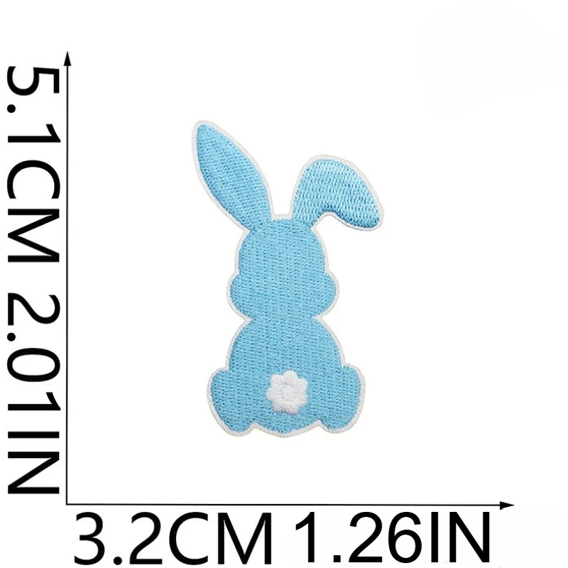 Easter Colorful Rabbit Bunny Iron-on Embroidered Badge Patch for DIY T-shirt Backpack Clothing Appliques Sticker Mini Size