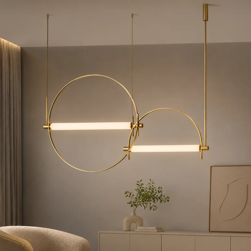Modern Minimalist Sculptural Geometric Arched Linear LED Suspension Fixture For Kitchen Island Dining