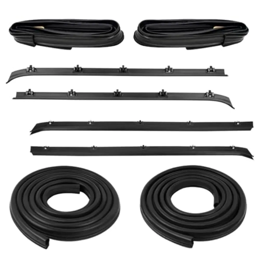 

8PCS Door Seal Window Run Channel Sweep Felt Rubber Weatherstrip Kit Compatible with C1500 C2500 C3500 K1500 K2500 K3500 Suburb