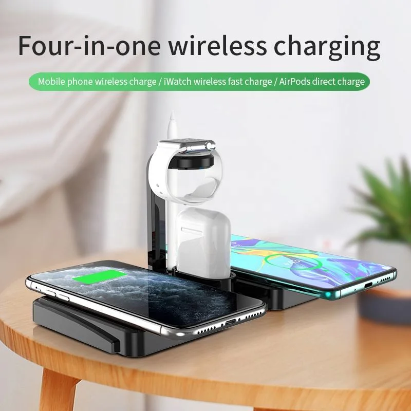 15W Mobile Phone Wireless Charging 4-in-1 Desktop Mobile Phone Wireless Charger Headphones Iwatch Charging Stand