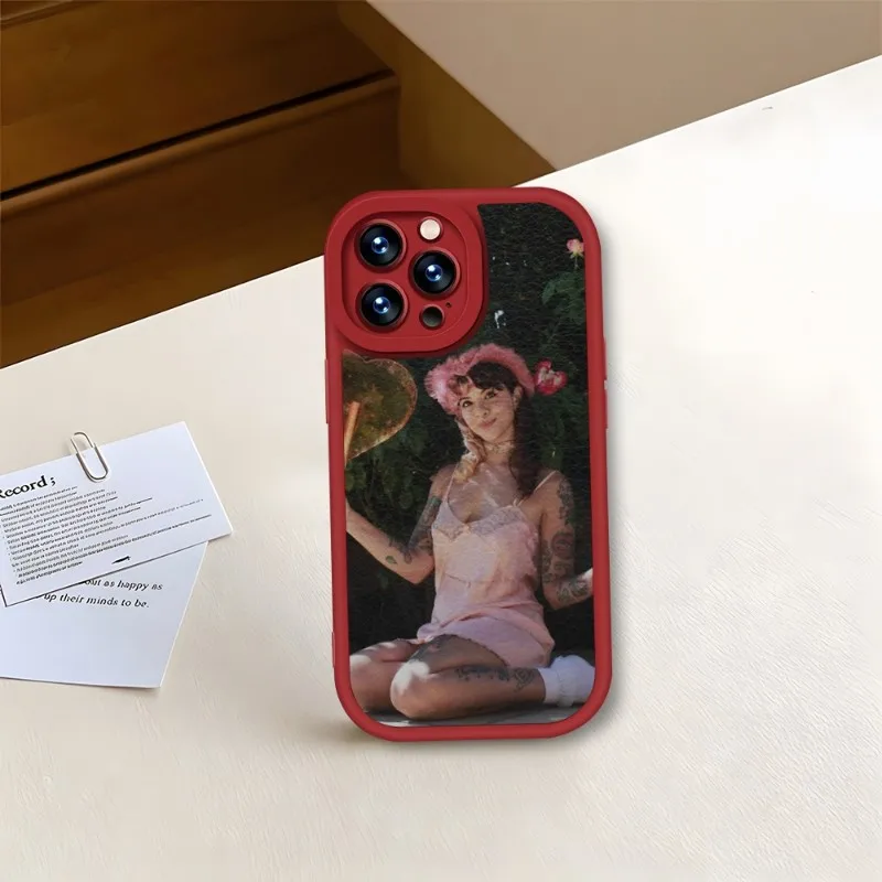 Girl Singer Melanie Martinez Phone Case Red For IPhone 11 13 14 12 Pro Max Mini Xs X Xr 7 8 Plus SE2020 Leather Texture Coque