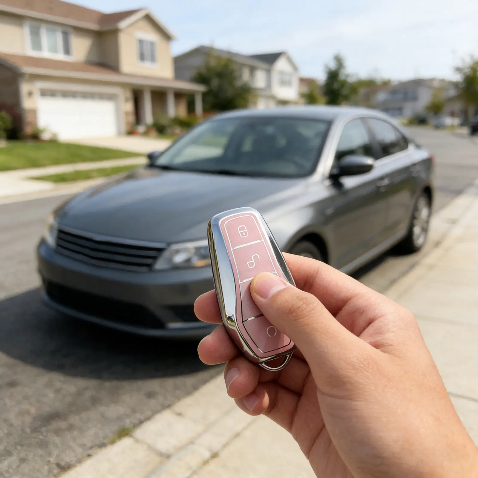 

Car Key Fob Cover Shell for Electric Vehicles Bling Rhinestone Stylish Side Design Precise Button Cutouts Anti-Slip