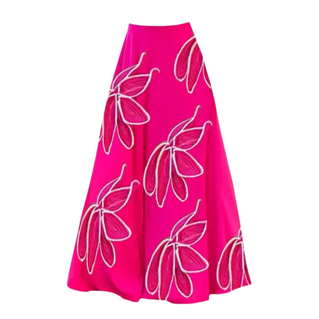 One-piece Women Swimwear Petal Fluorescent Color Swimsuit Bodysuit Bikini Set Beach Vacation  Style Wear Maxi Dress Skirt