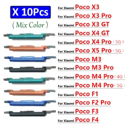 10Pcs,  New For Xiaomi Poco F1 F2 F3 F4 X3 X4 X5 M3 M4 Pro GT 4G 5G Power Button Volume Side Button Key