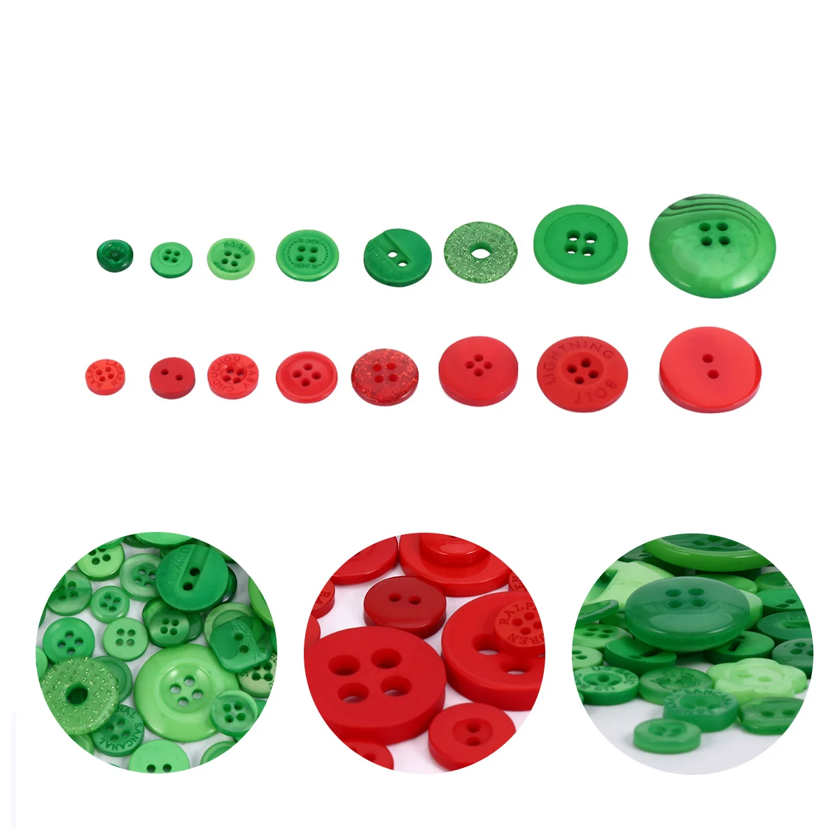 

1320pcs Resin Buttons Craft Kit Green Red Smooth Waterproof For Diy Sewing Christmas Decor Shirt Scrapbook Clothing