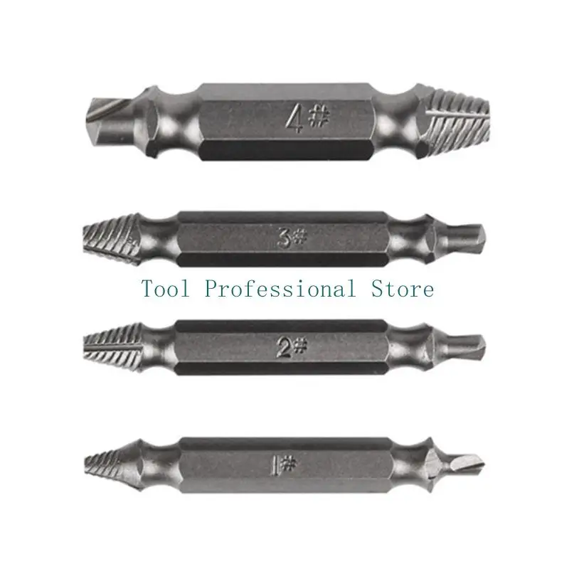 57QF 4 Pieces Broken Bolt Screw Extractor for House Construction Work Stripped Screw Extractor Corrosion Resistance