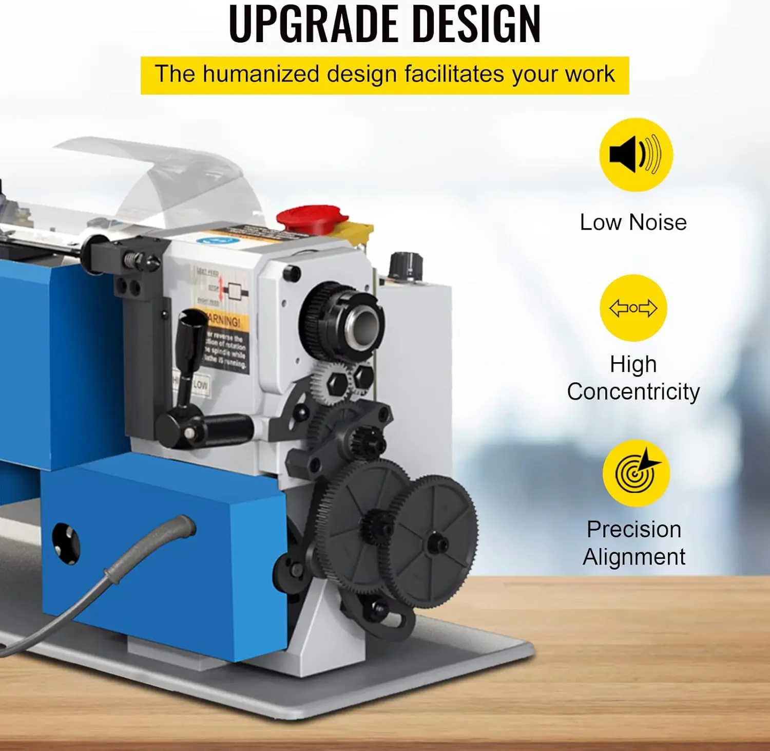 Metal Lathe 7"x12", Precision Bench Top Mini Metal Lathe 550W, Variable Speed 50-2500 RPM Nylon Gear With A Movable Lamp