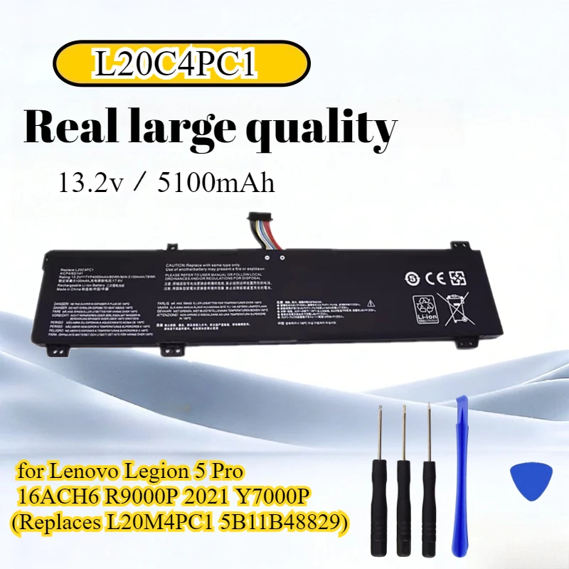 

Аккумулятор L20C4PC1 для Lenovo Legion 5 Pro 16ACH6 R9000P 2021 Y7000P (заменяет L20M4PC1 5B11B48829) с инструментами