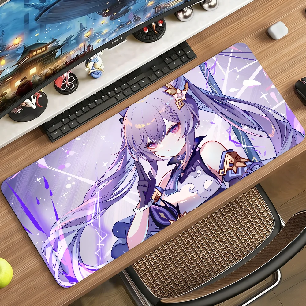 Genshin Impact Keqing Mouse Pad Large Non-Slip Waterproof Mat Stitched Edge Keyboard Pad for Gaming Daily Office