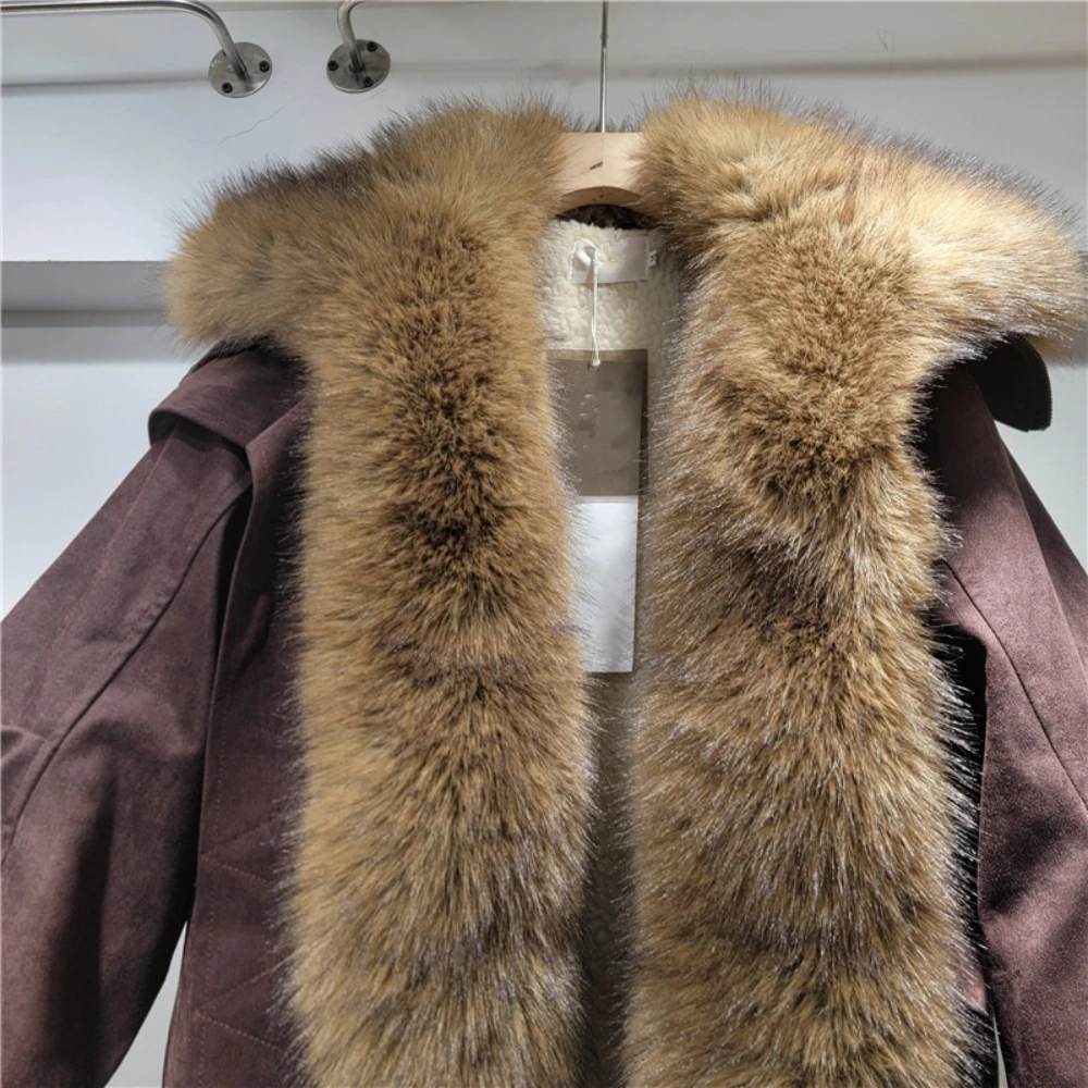 سترة أنيقة من الفرو مقسمة من GALCAUR سترة نسائية فضفاضة بأكمام طويلة وتصميم ملابس الشارع الشهير سترات نسائية للخريف نمط جديد على الموضة