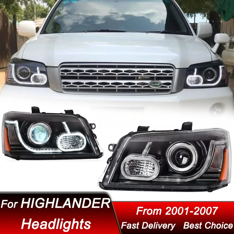 Hot Car Headlights For Toyota HIGHLANDER KLUGER 04-07 US version Upgrade LED Headlamp Assembly Projector Lens Accessories Kit