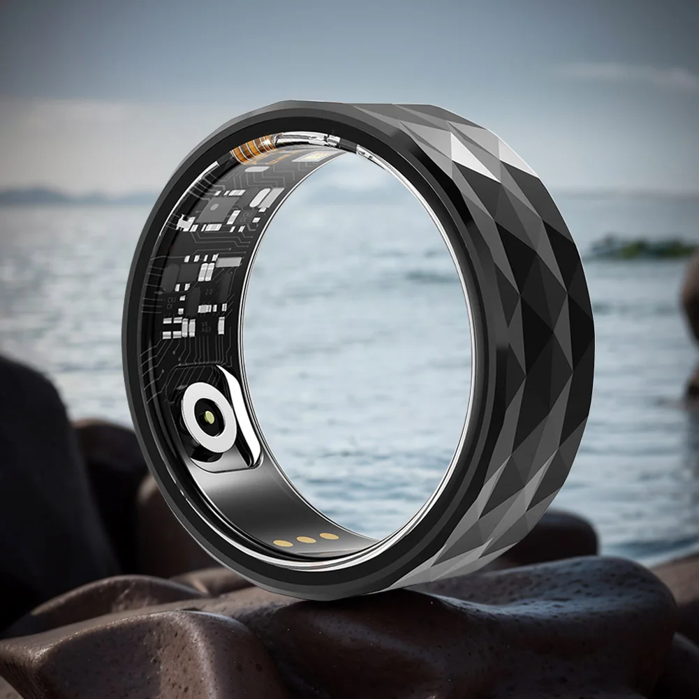 R12M Smart Ring IP68 Waterproof Health Monitor with Blood Oxygen Heart Rate Sleep Tracking for Sports Fitness