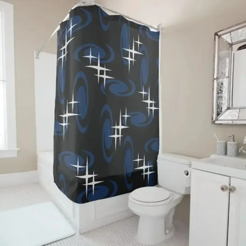 

ZHL22Retro Atomic Age Swirl Star Pattern Лес Зеленый Бордовый Занавеска Для Душа Занавеска Для Ванной Комнаты С Крючком Занавеска Для Ванной Комнаты L22Ol%