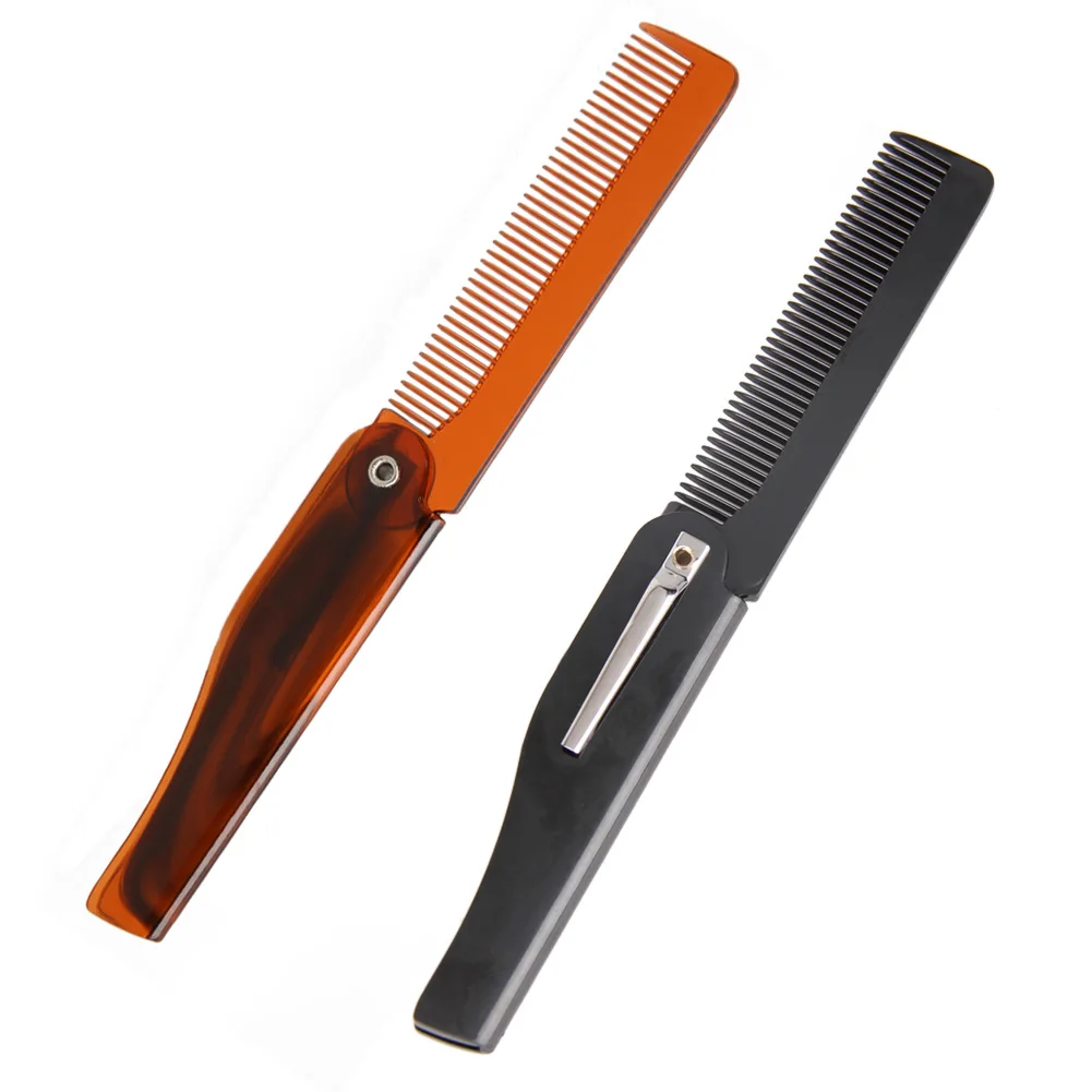 Folding Mustache Comb Small Beard Comb Portable Plastic Hair Comb Knife Shape Fine Tooth Comb for Everyday Hair Care - Image 2