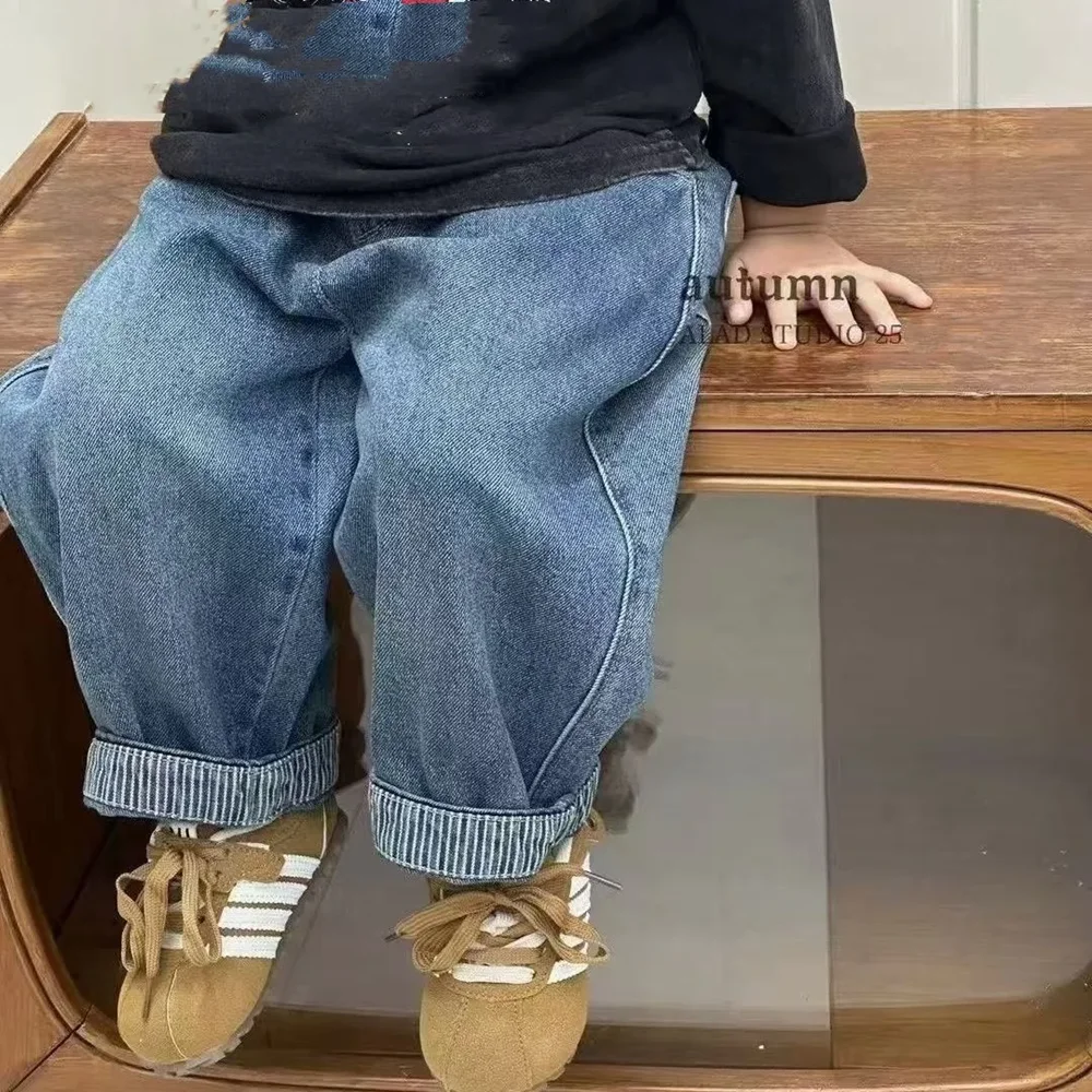 

Children's Jeans Spring and Autumn 2026 New Style Boys and Girls Super Soft Loose Straight Leg Pants