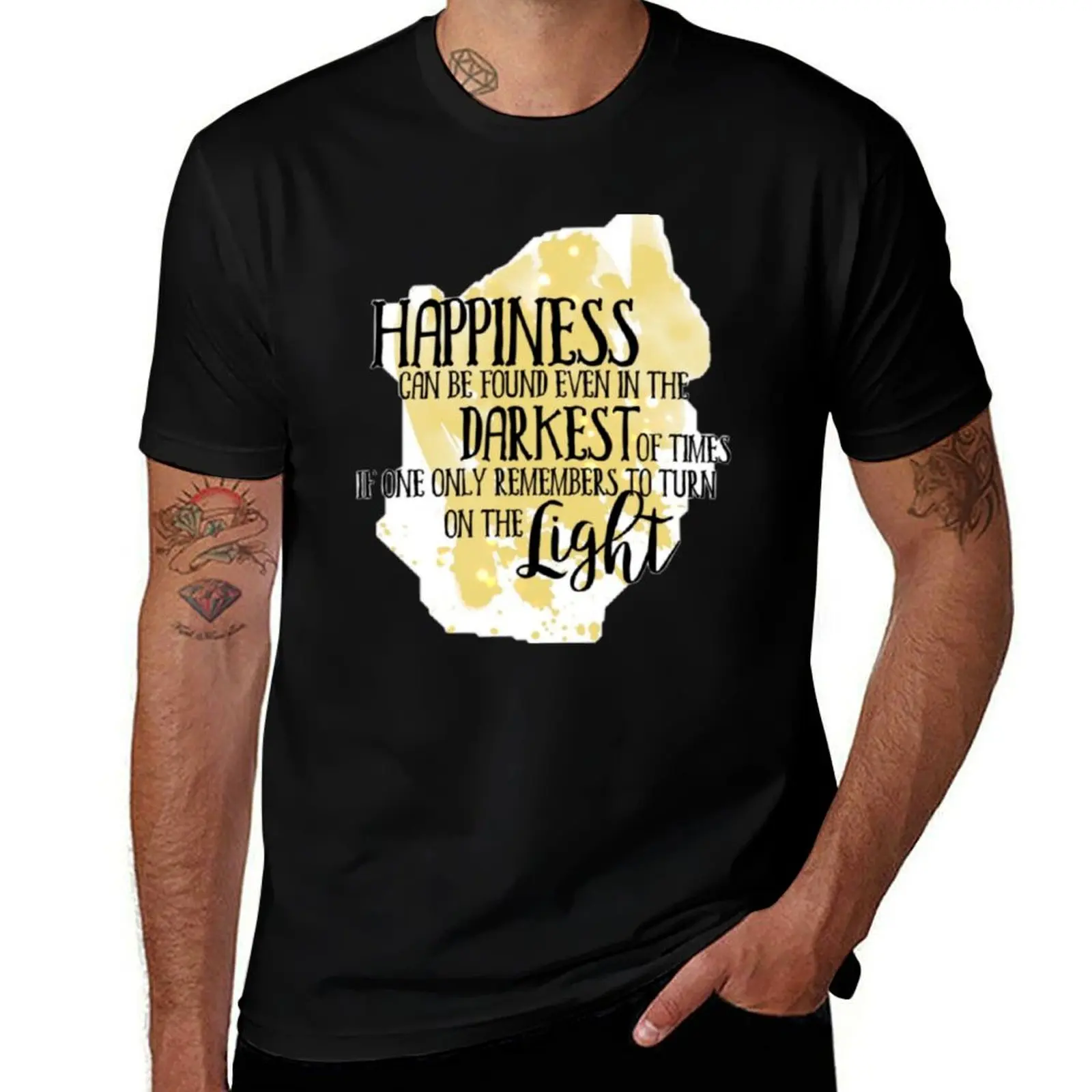 Happinesss Qoute T-Shirt Work Outdoor Short Sleeve Tee