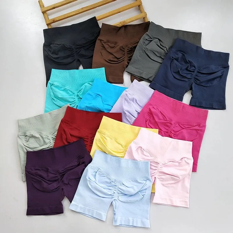 Women's High-Waisted Yoga Sports Shorts Summer Stretch Hip-Lifting Abdominal-Tightening Fitness Three-Part Tight Shorts