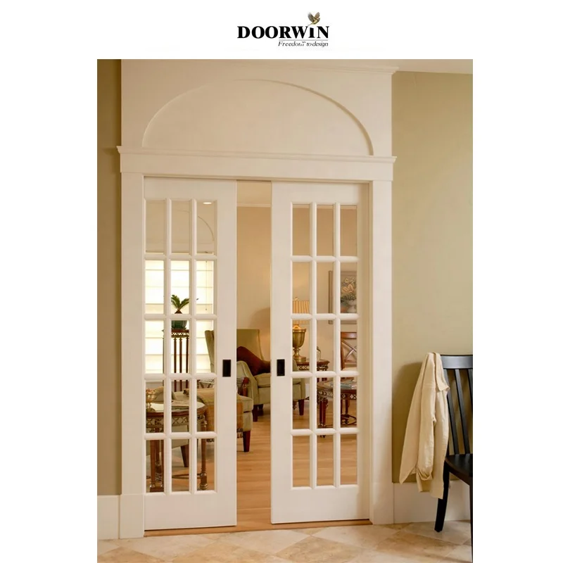 

Doorwin Wholesale China Manufacturer Solid Wood Double Door Interior Glass Sliding Door With Grill Design Modern Inside Doors