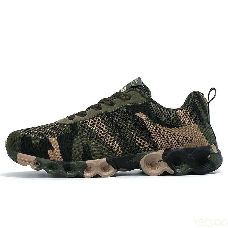 2022 Summer New Shoes for Men Knitting Camouflage Sneakers Breathable Mesh Comfortable Lace Up Athletic Trainers Plus Size 45