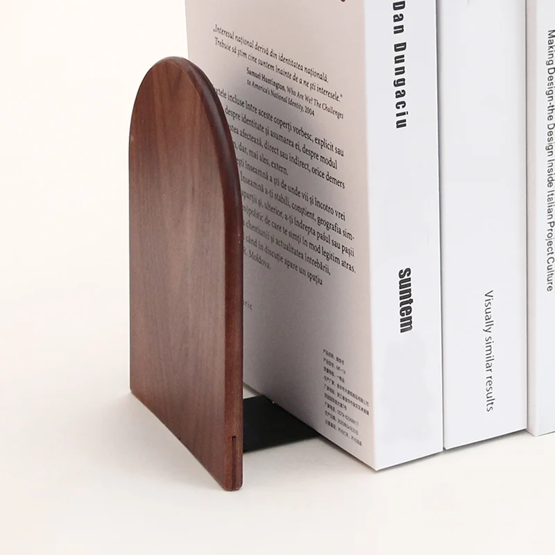 Imagem -02 - Natureza Desktop Madeira Bookends Walnut Beech Bookends Organizador do Livro Desktop do Escritório Home Book Termina Stand Holder Bookrack